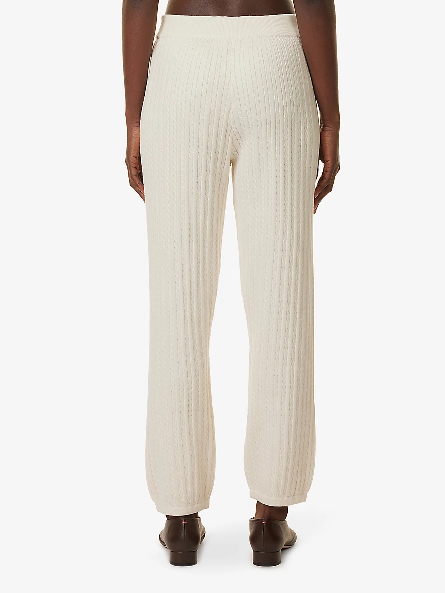 Cable-knit straight-leg cotton-cashmere knitted jogging bottoms - 4