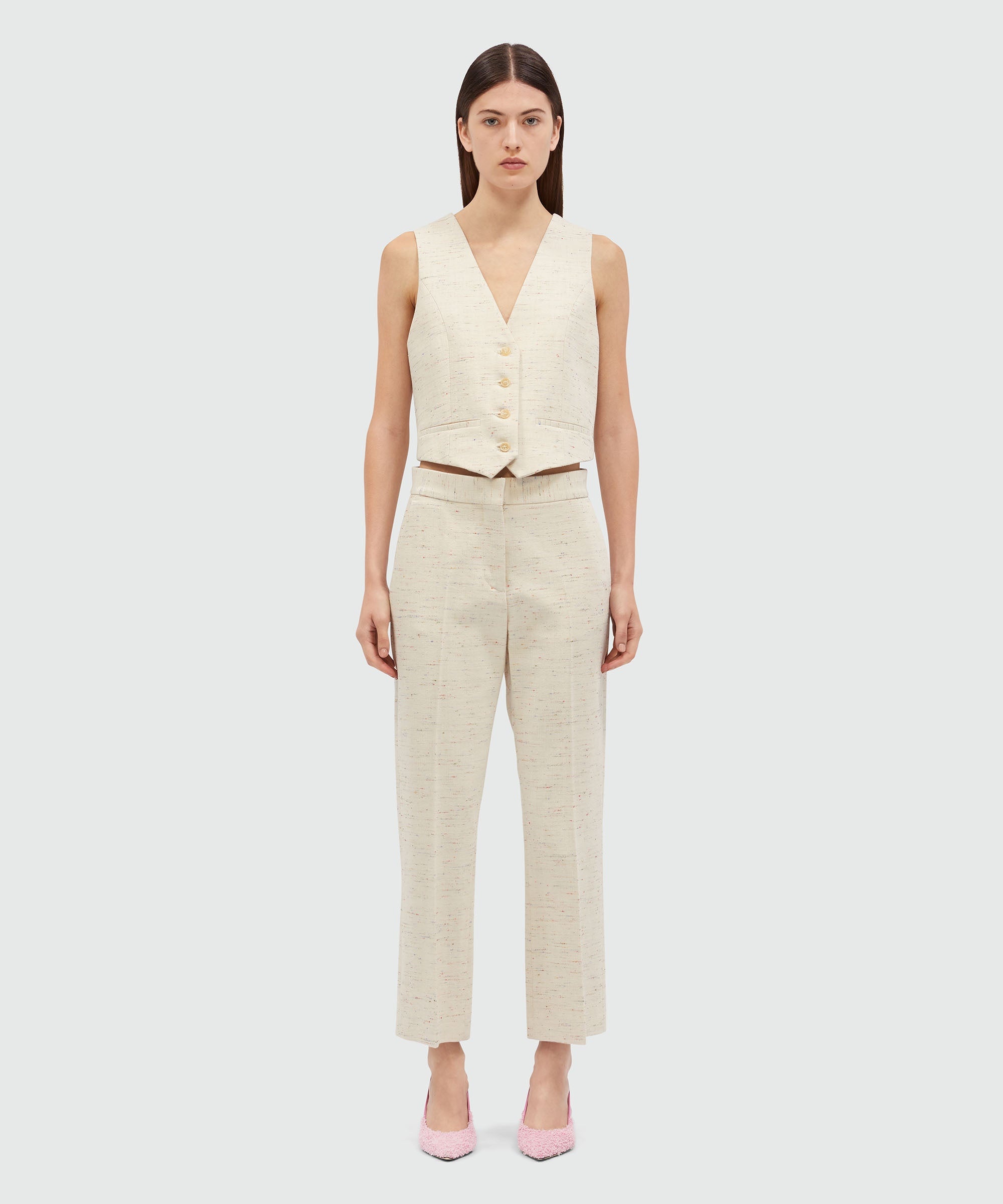 Cream trousers in fancy gabardine - 2