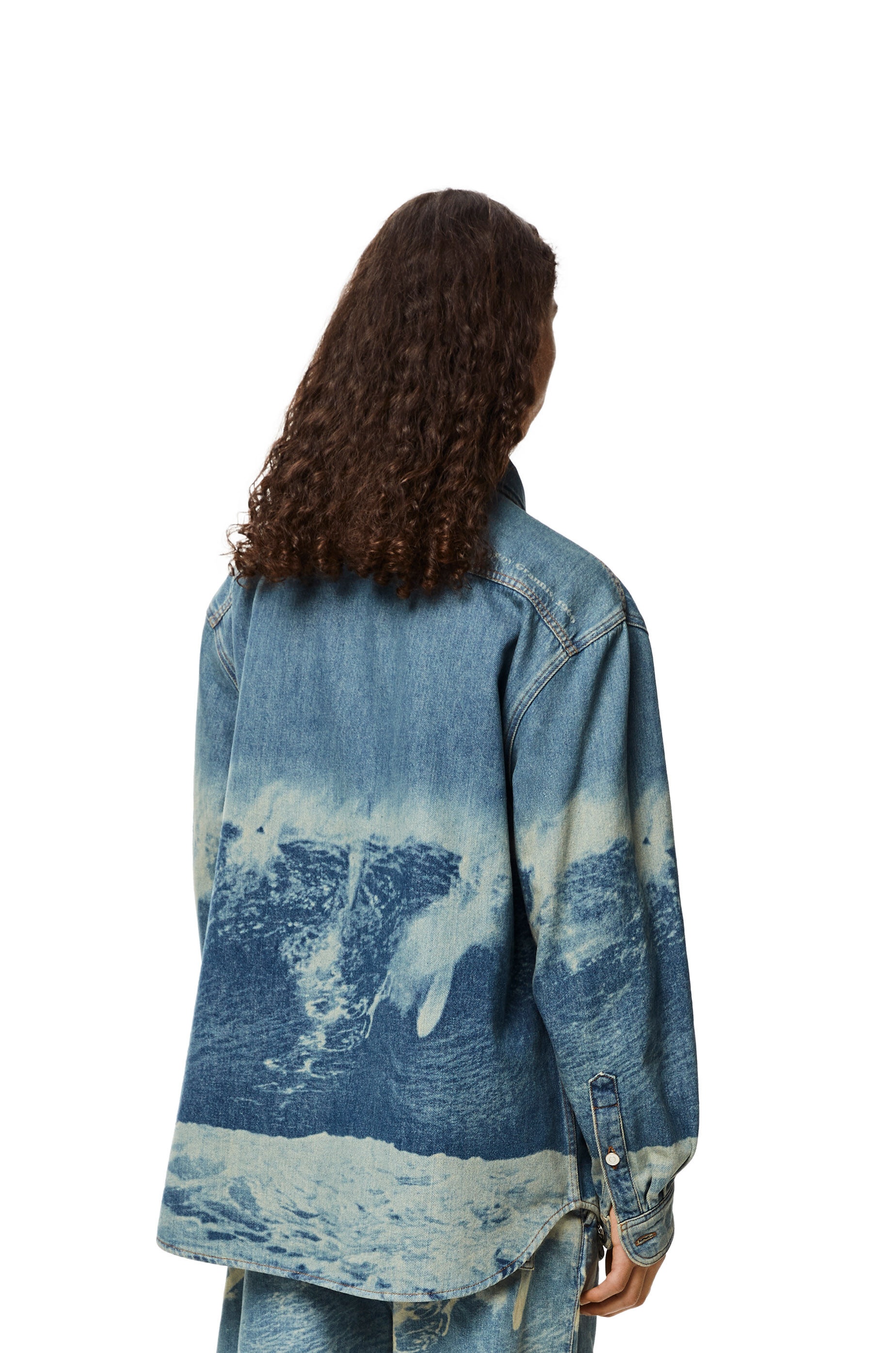Surf print overshirt in denim - 4