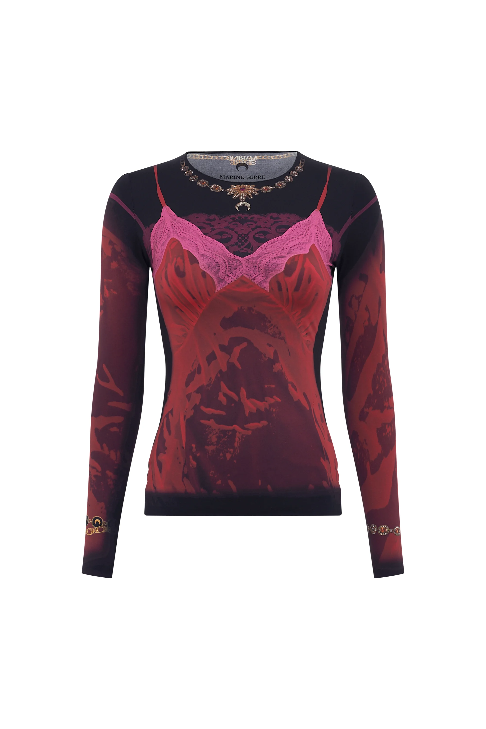 Wet Nuisette Printed Jersey Ls Crewneck Top - 1
