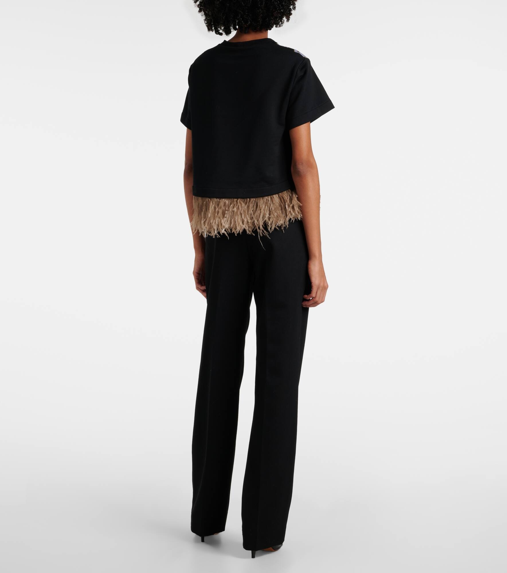 La Scala embroidered feather-trimmed top - 3