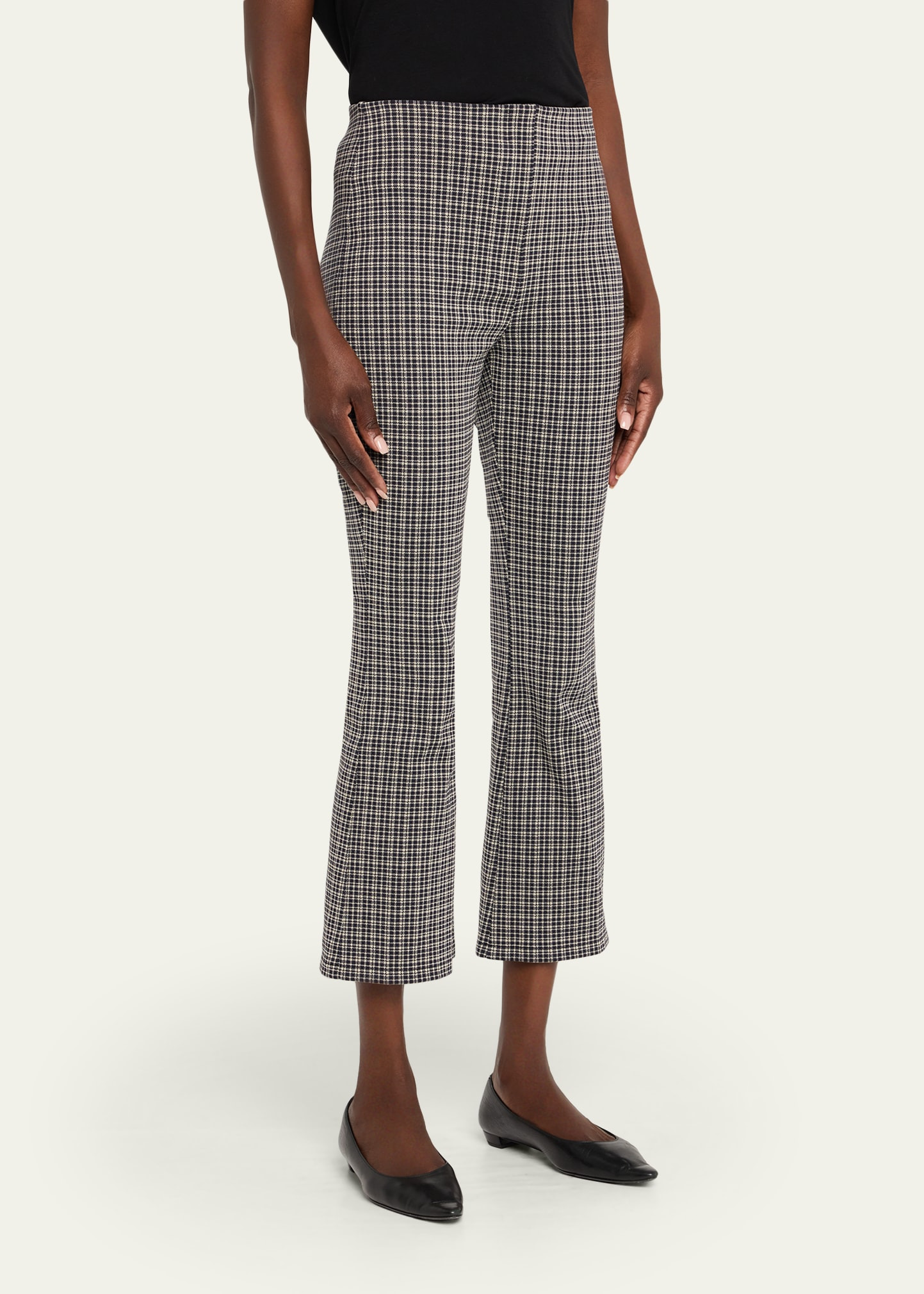 Plaid High-Rise Kick-Flare Pants - 4