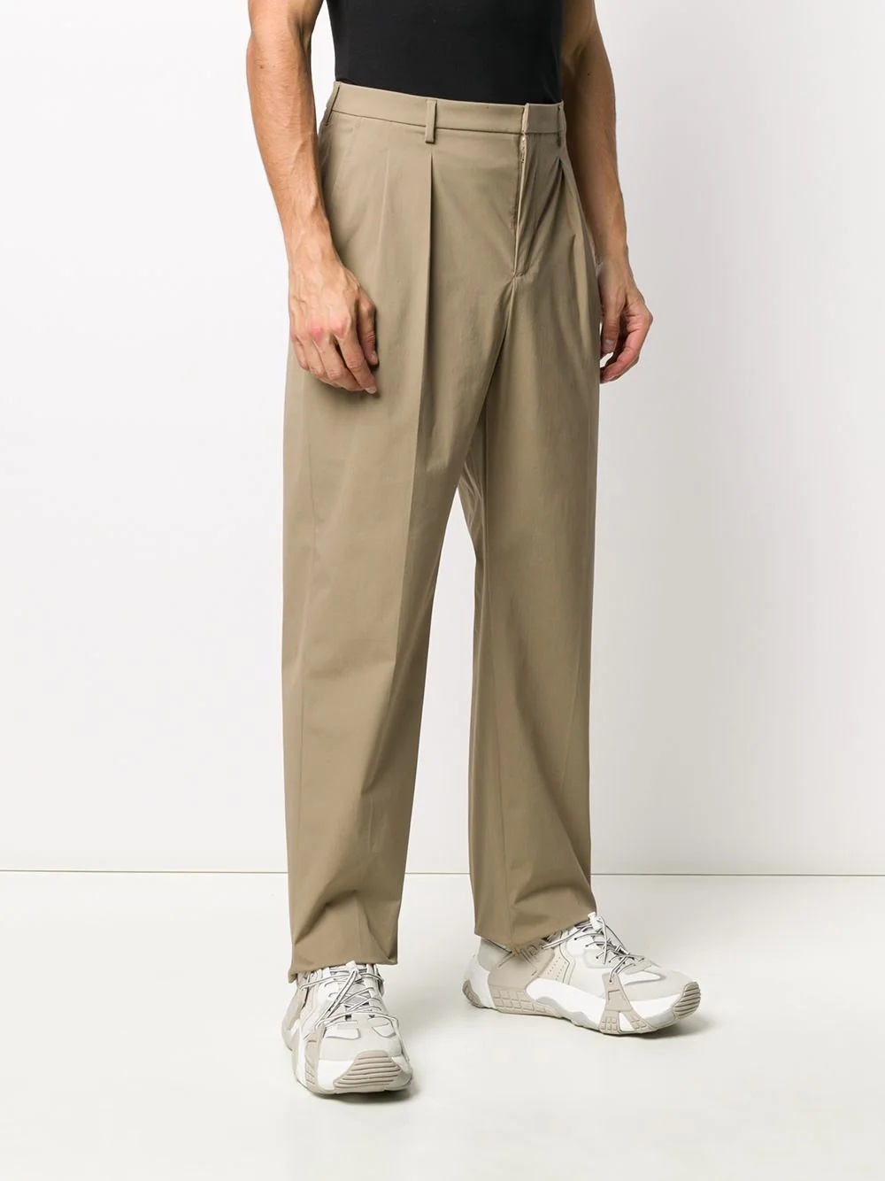 darted straight-leg trousers - 3