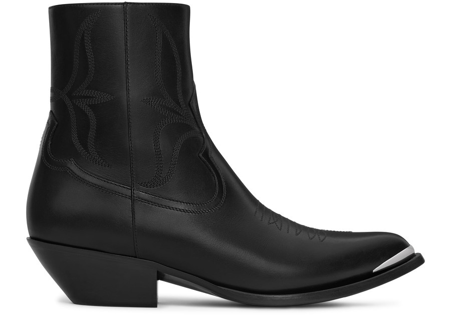 Leon zipped boot with metal toe in shiny calfskin - 1