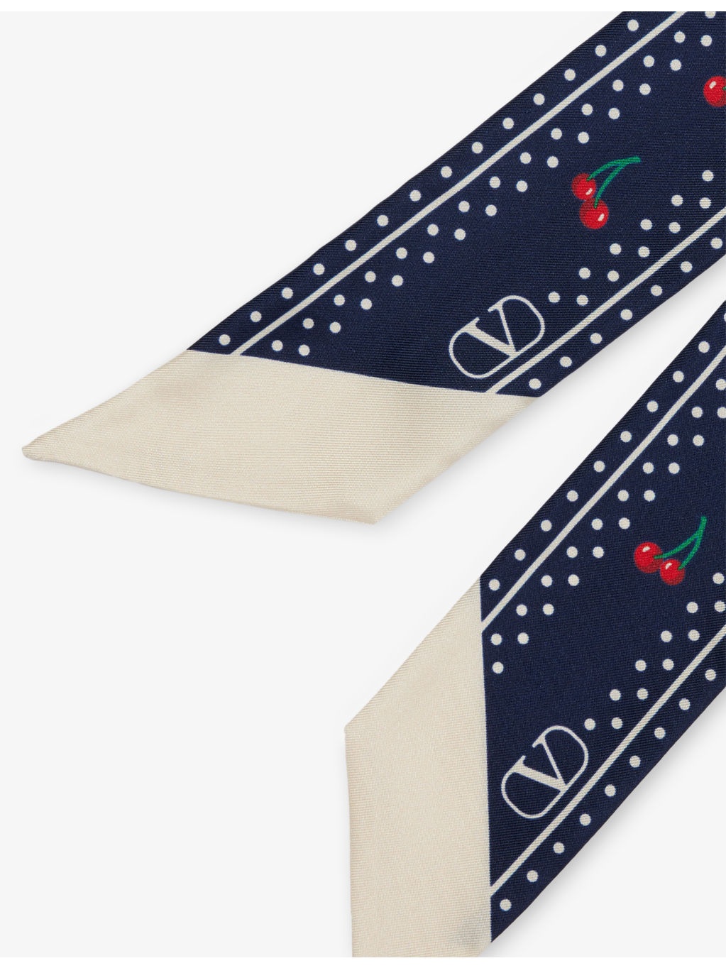 Satin-Twill Cherry-Print Silk Scarf - 2