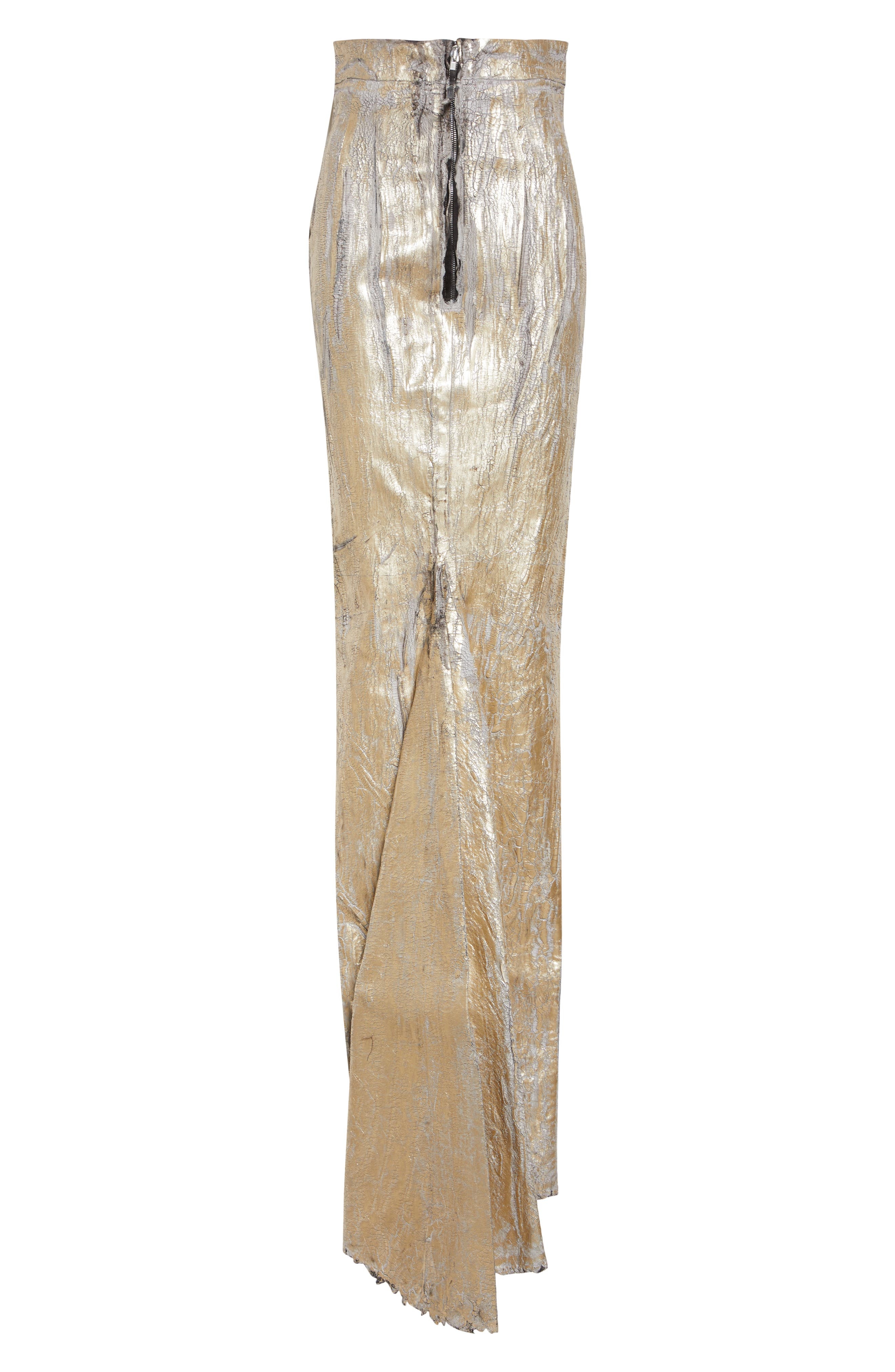 Rick Owens Gonna in Lido Coated Metallic Denim Skirt in Gold at Nordstrom - 6