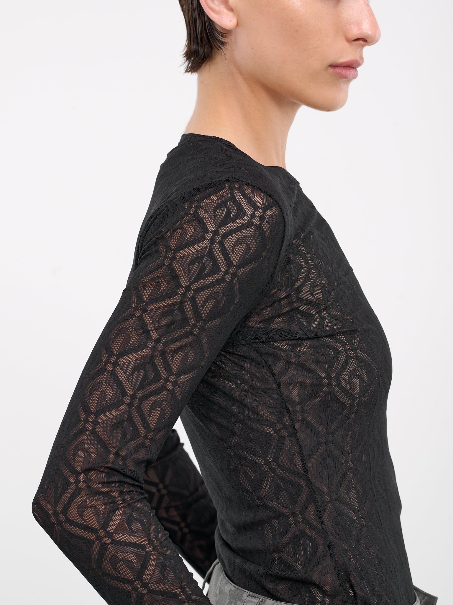 Mesh Logo Jacquard Knit Top - 4