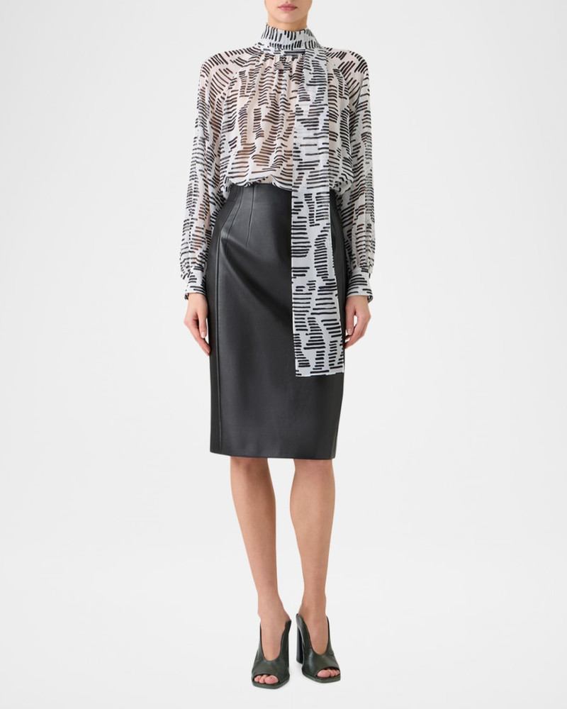 AKRIS Dance Movements Long-Sleeve Silk Blouse outlook