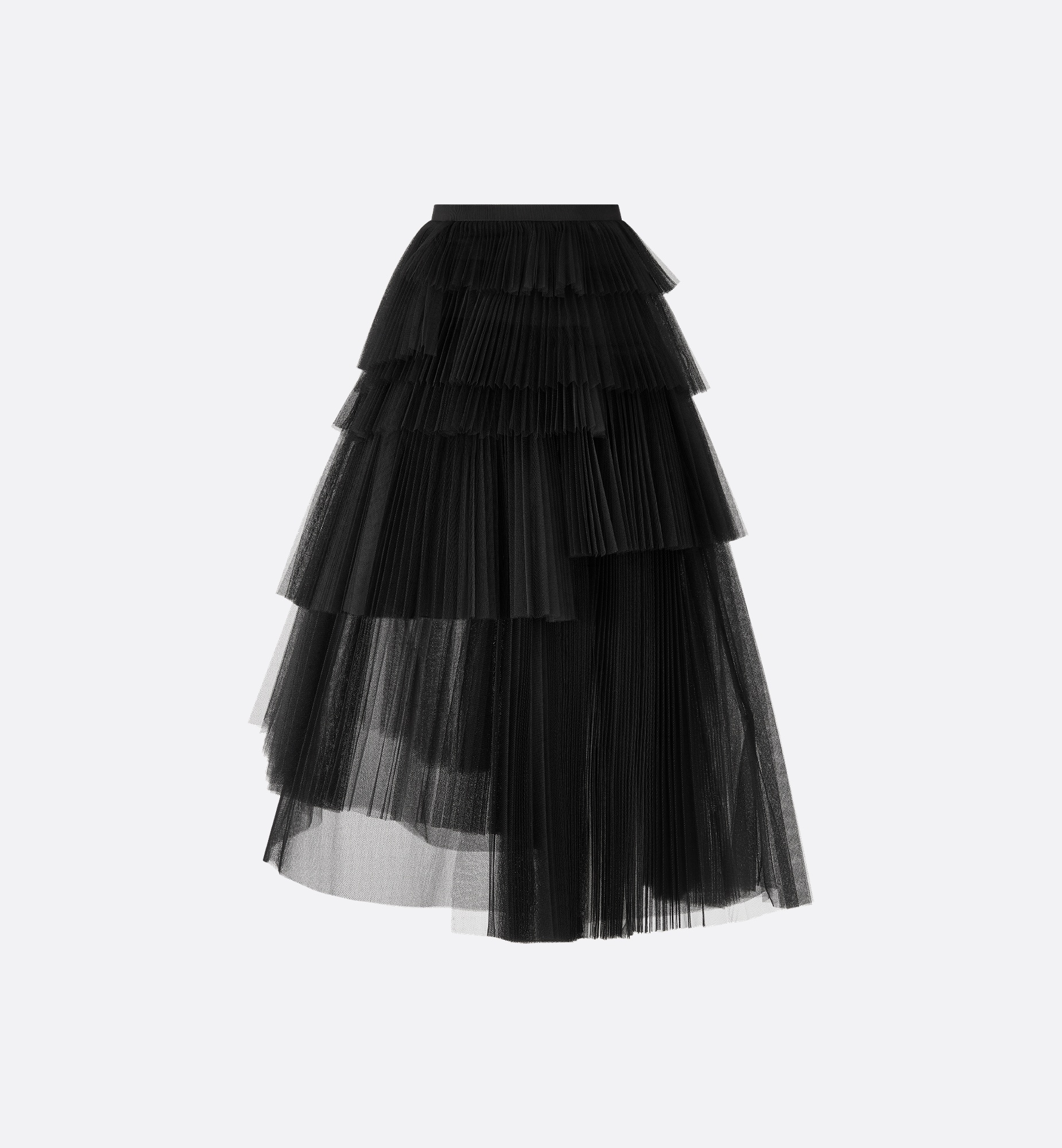 Mid-Length Asymmetric Pleated Skirt - 6