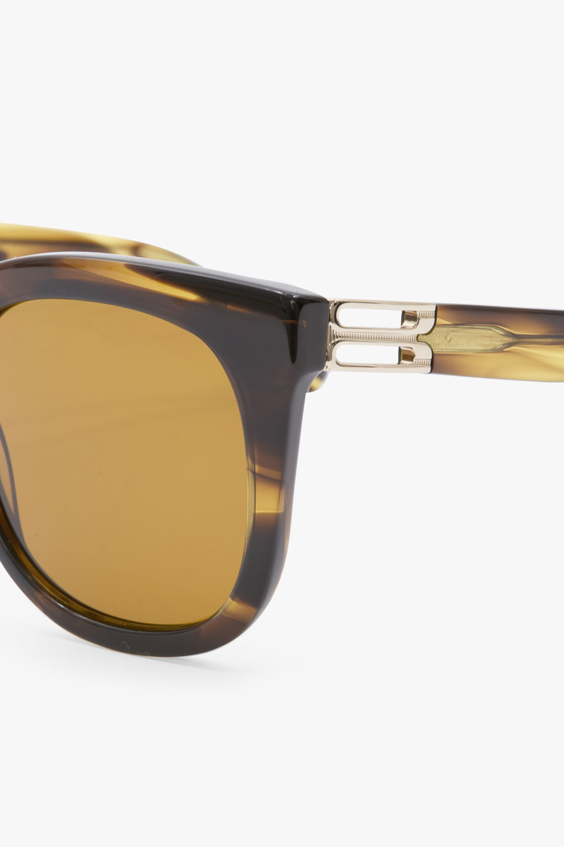 Acetate B Frame Sunglasses in Striped Khaki Horn 4