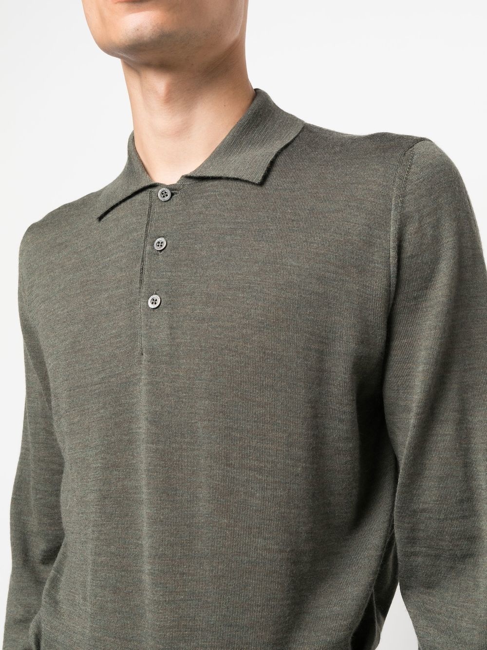 long-sleeved merino wool polo shirt - 5