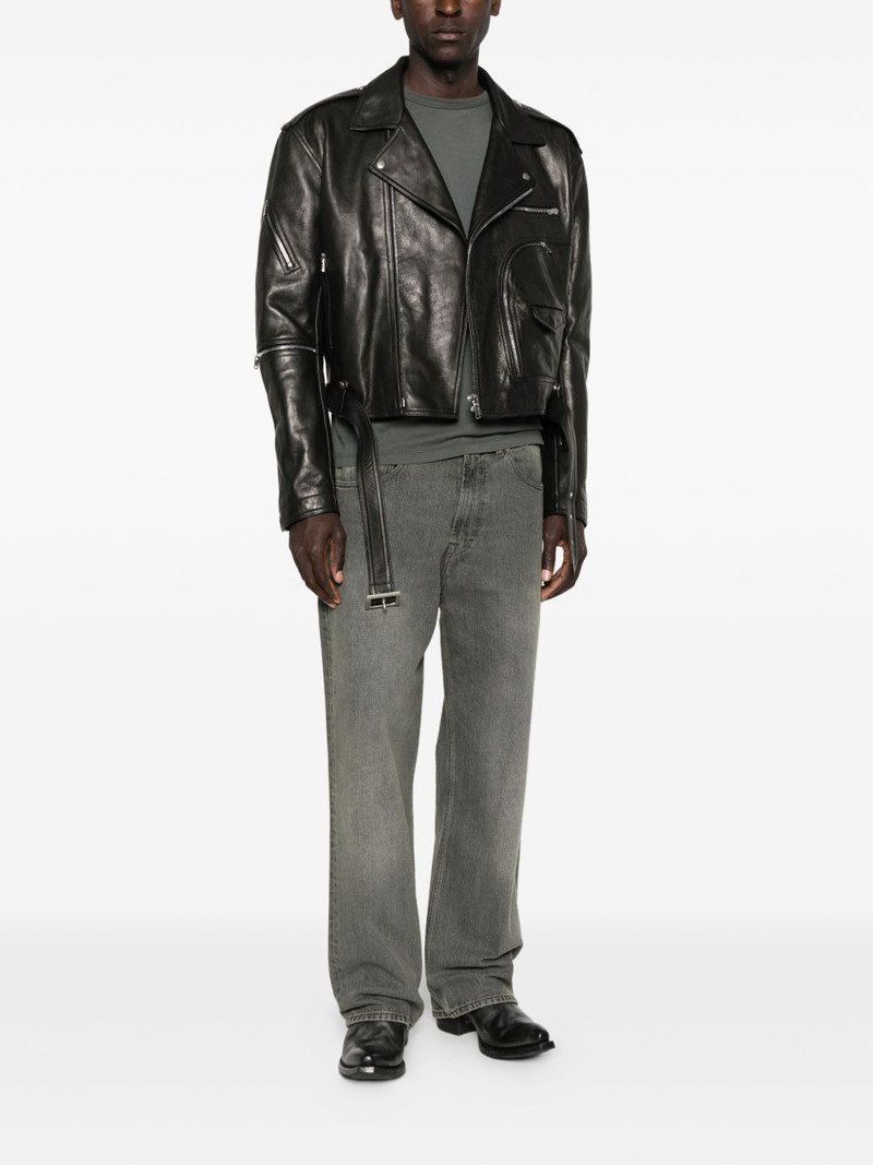 Rick Owens belted leather jacket outlook