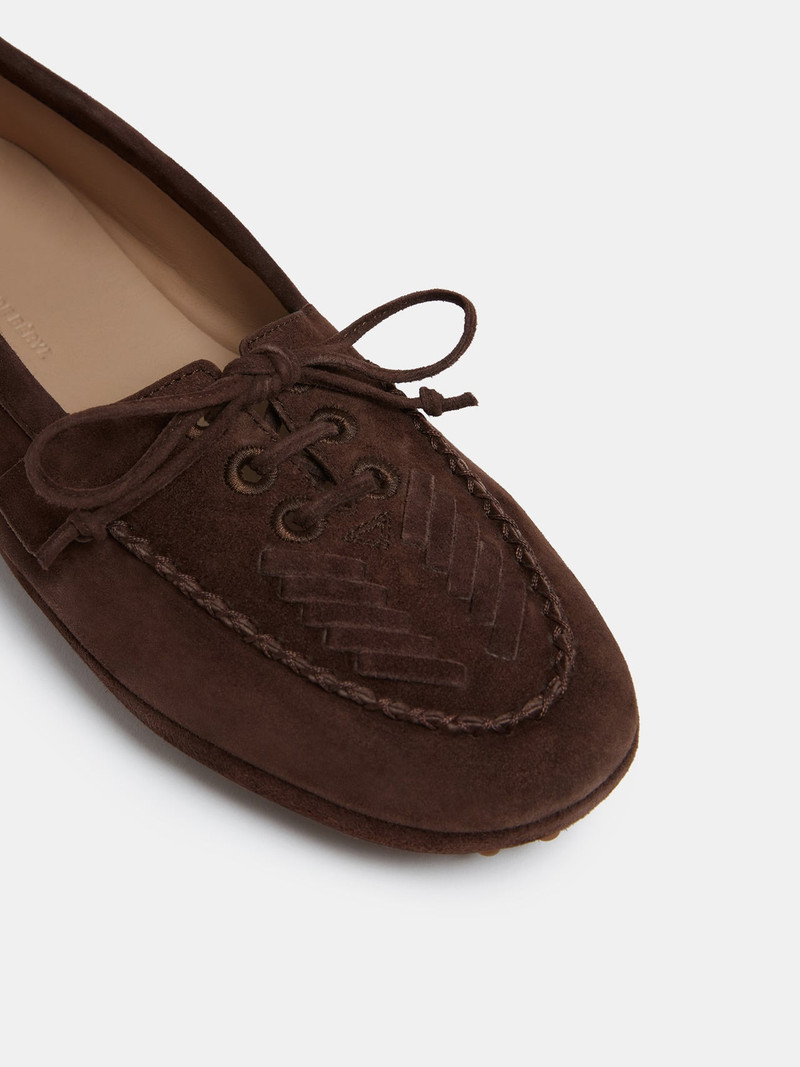 Driver Moccasin / Chocolate Suede Embroidered 4