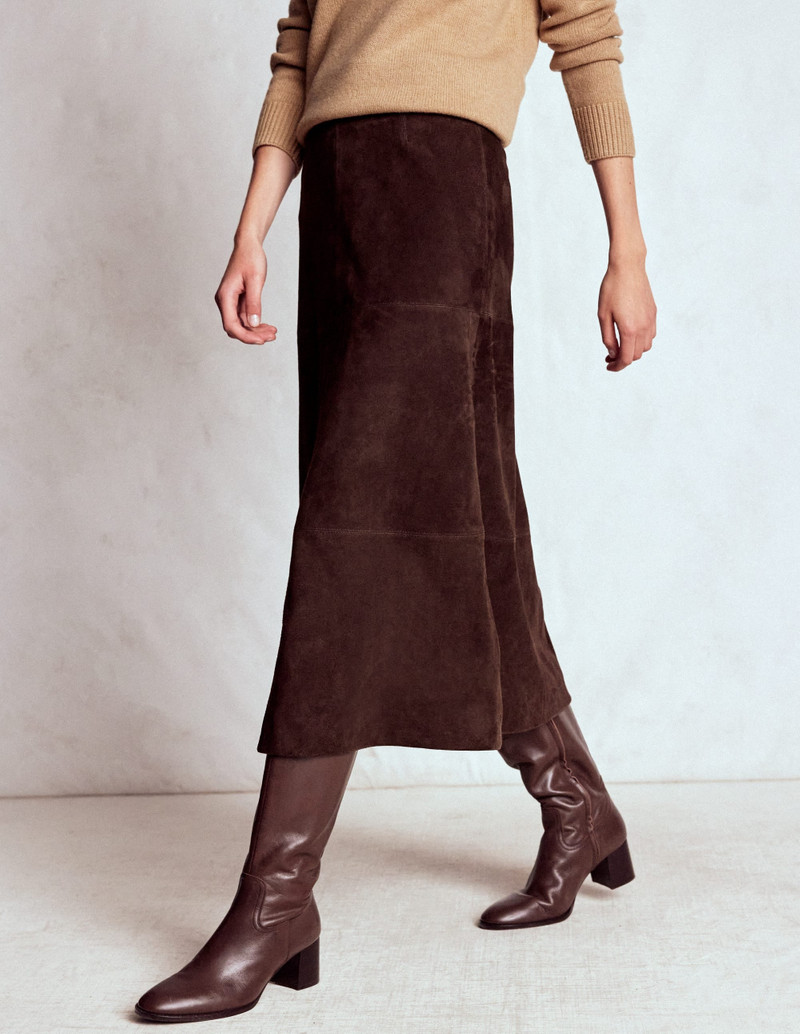 Suede Midi Skirt-Dark Chocolate 5