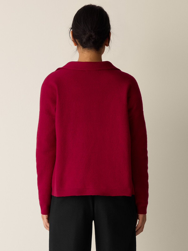 Fine Felted Wool Notch Collar Cardigan in Regenerative Wool 4