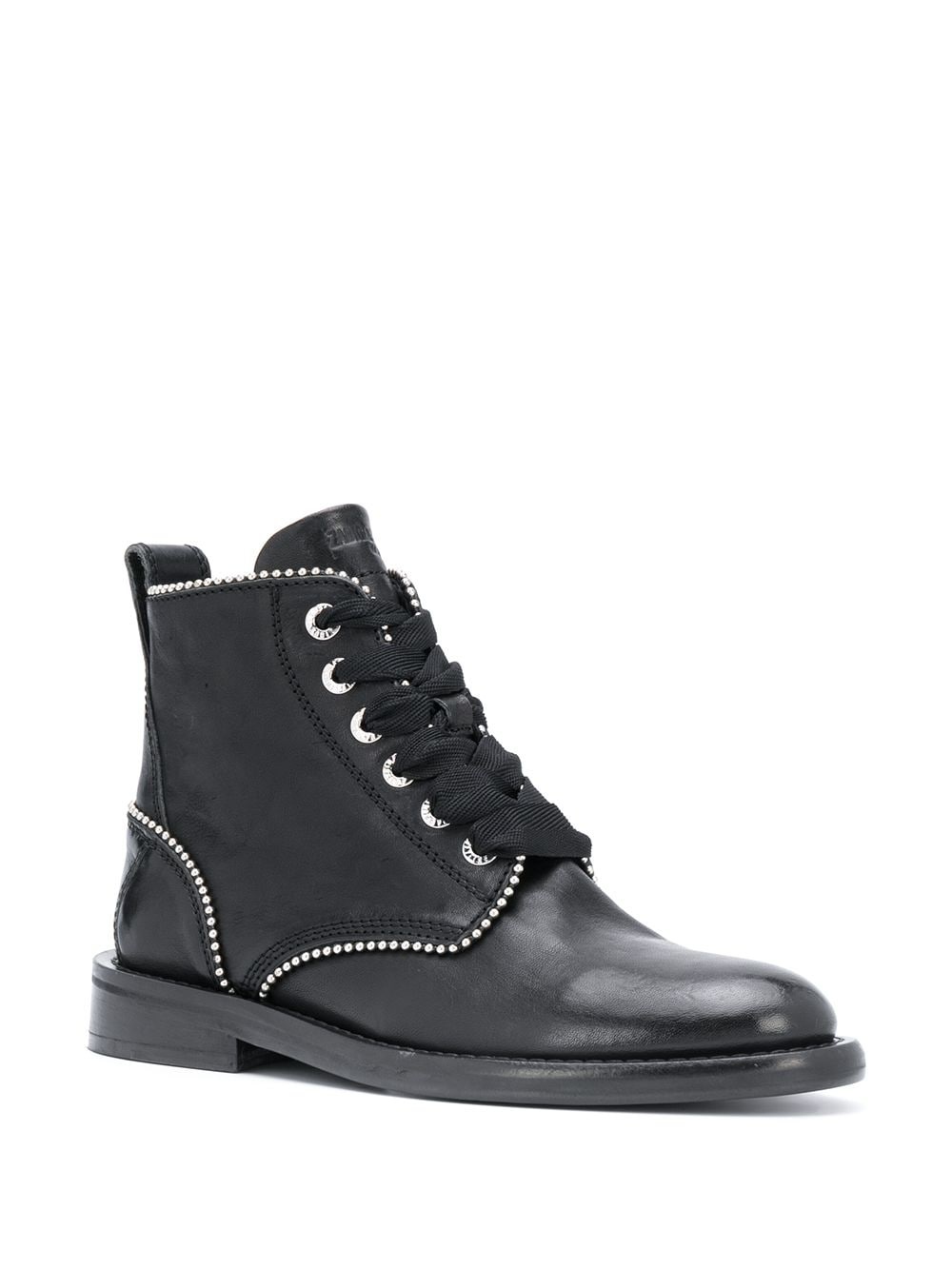 studded lace-up leather boots - 2