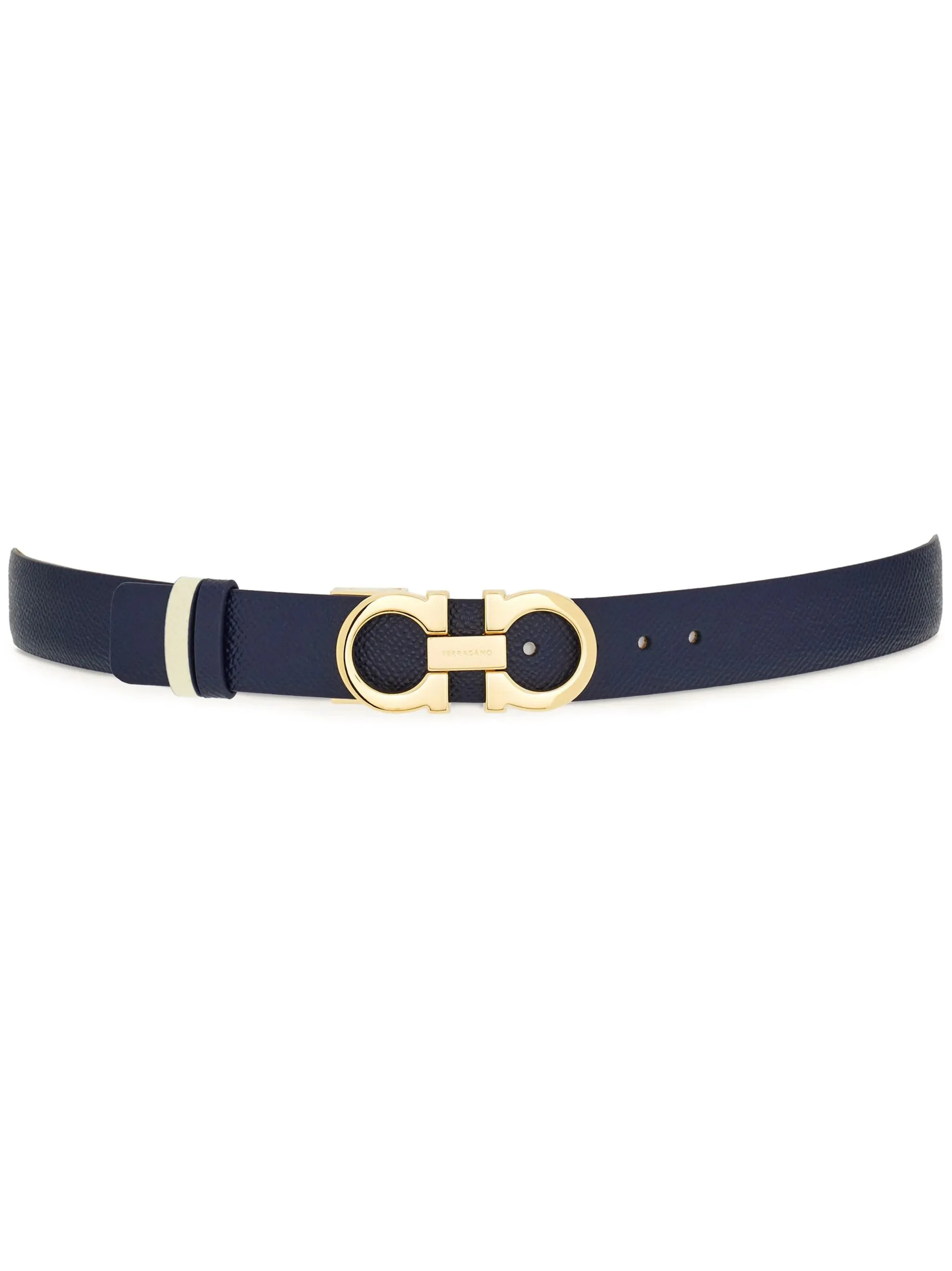 Gancini-plaque reversible leather belt - 1