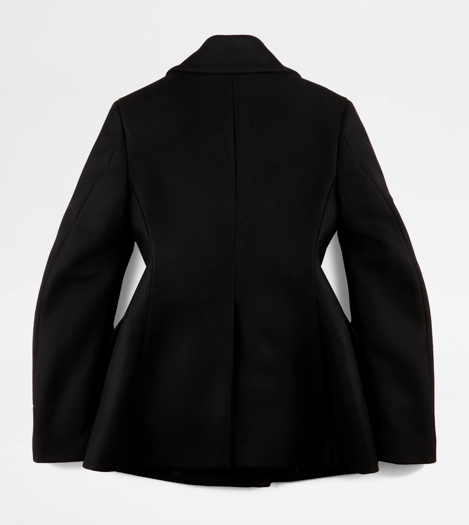 WOOL BLEND PEACOAT - BLACK - 8