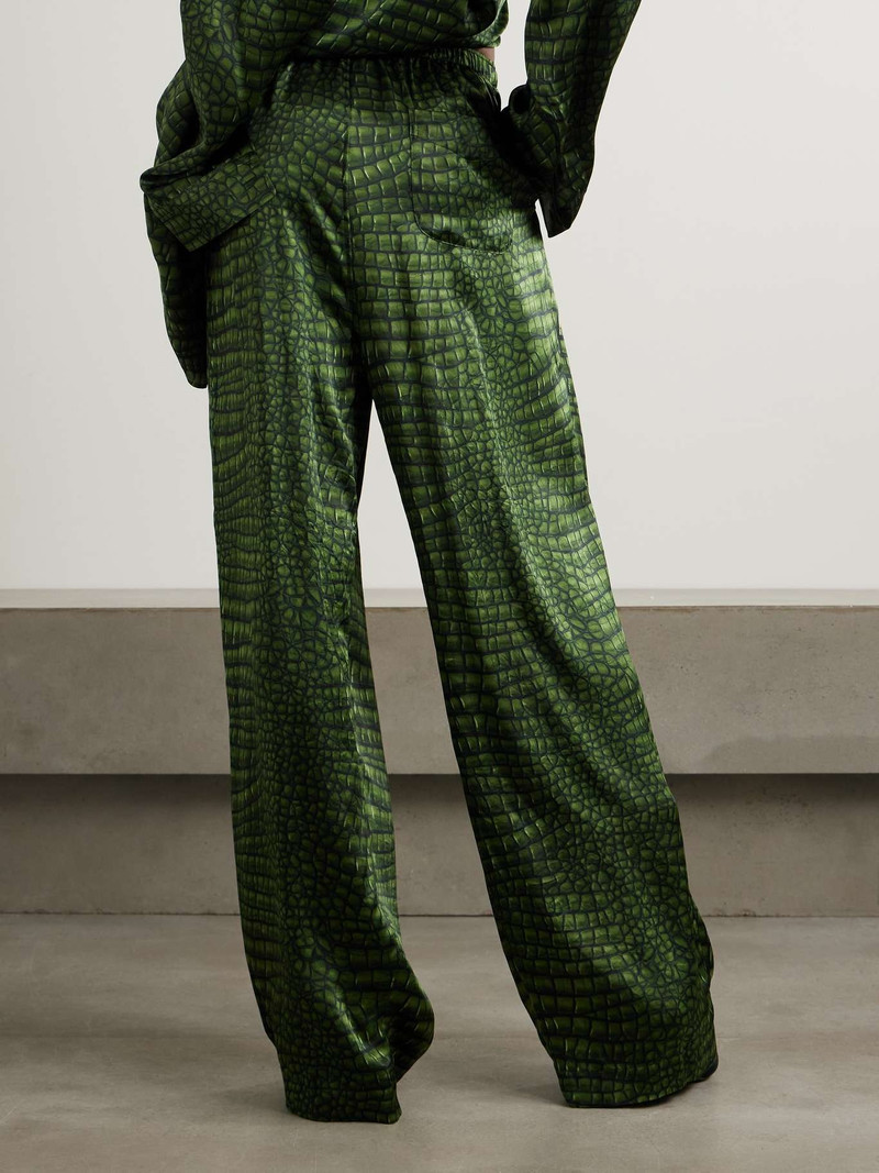 Printed silk straight-leg pants Green 4