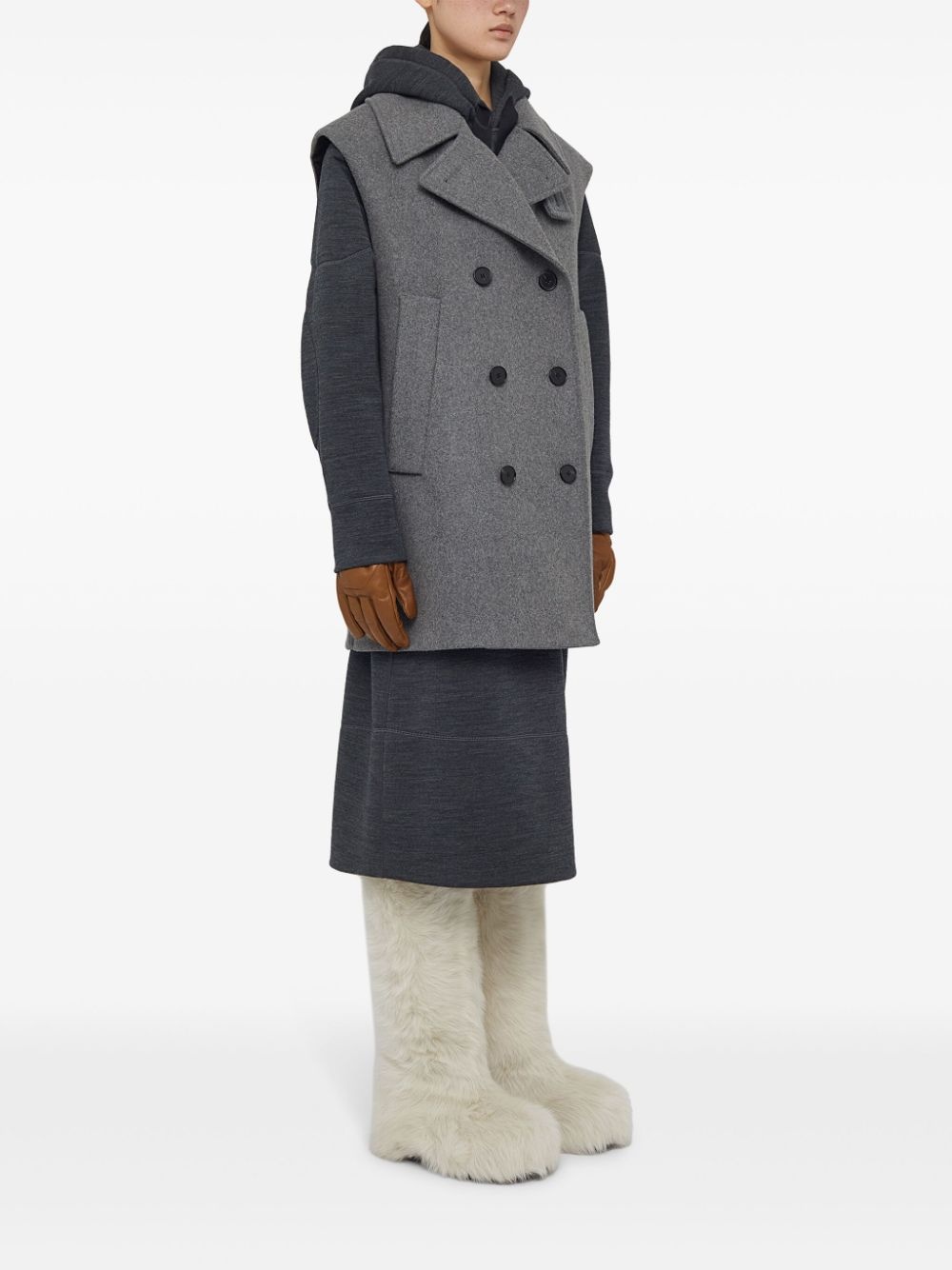 double-breasted wool vest - 3