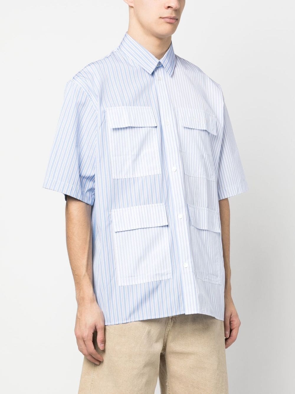 colour-block striped shirt - 3