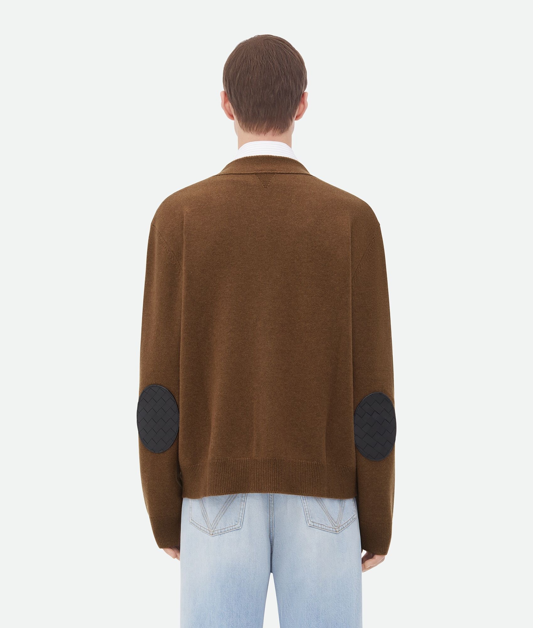 Cashmere Cardigan With Intrecciato Leather Patches - 3