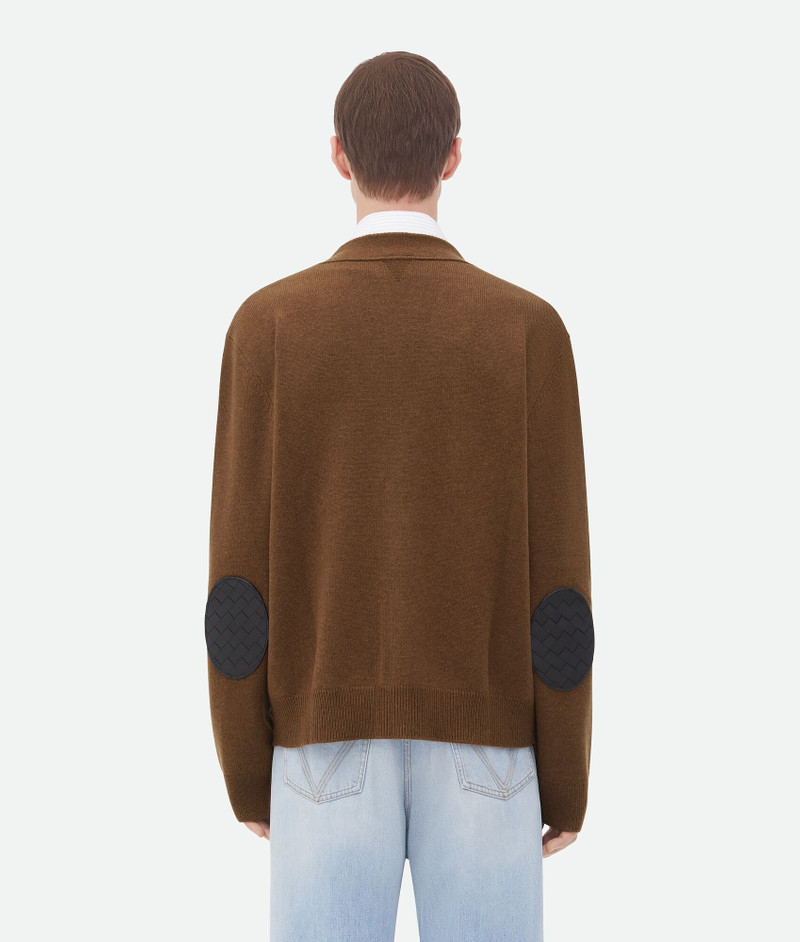 Cashmere Cardigan With Intrecciato Leather Patches 3