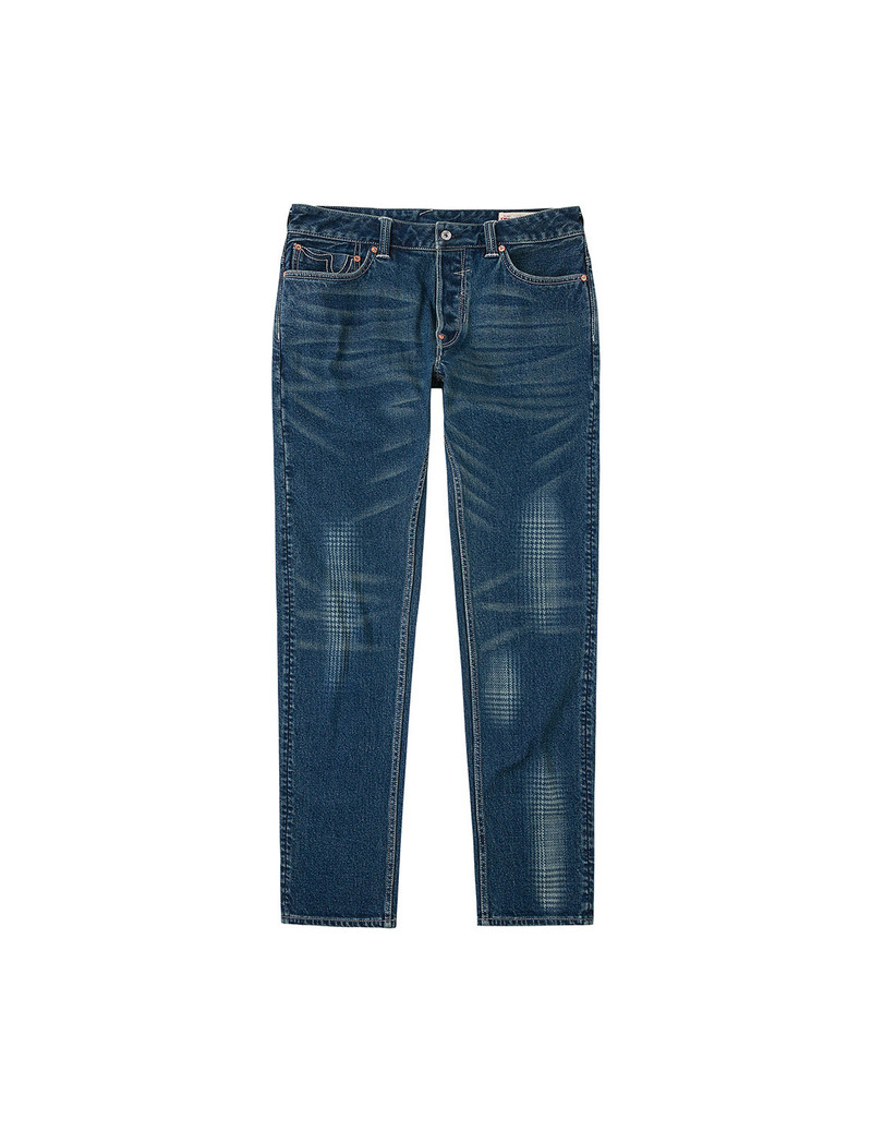 EVISU Washed Handbrush Houndstooth Daicock Print Slim Fit Jeans #2010 outlook