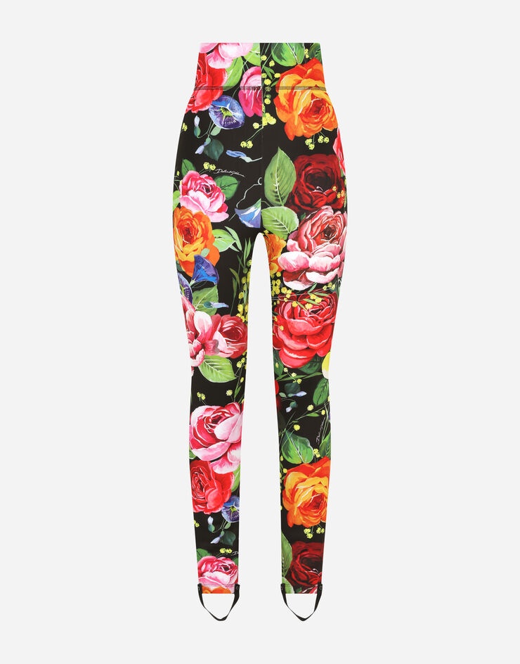 Run-resistant jersey leggings with bouquet print - 1