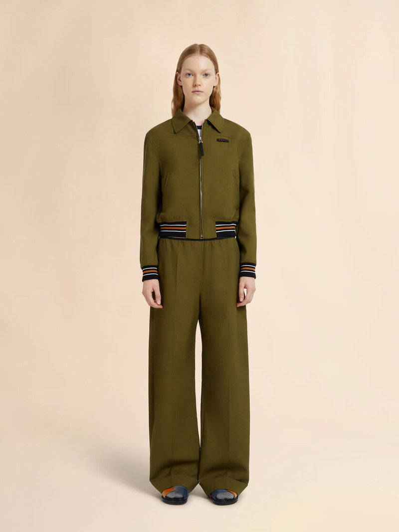 Marni GREEN TROPICAL WOOL BOMBER JACKET outlook