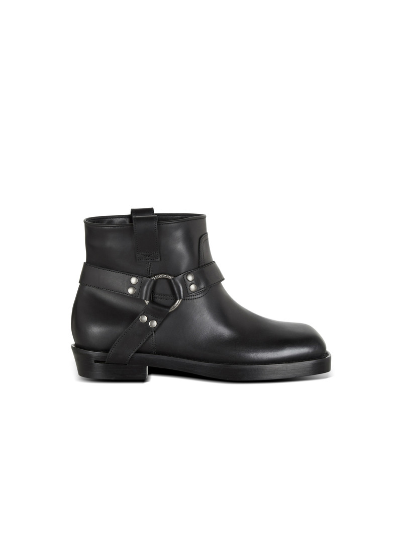 Calfskin leather biker ankle boots 1