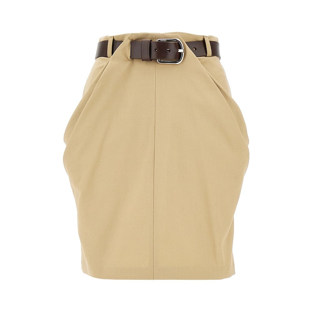 GABARDINE SKIRT WITH LEATHER BELT - 1