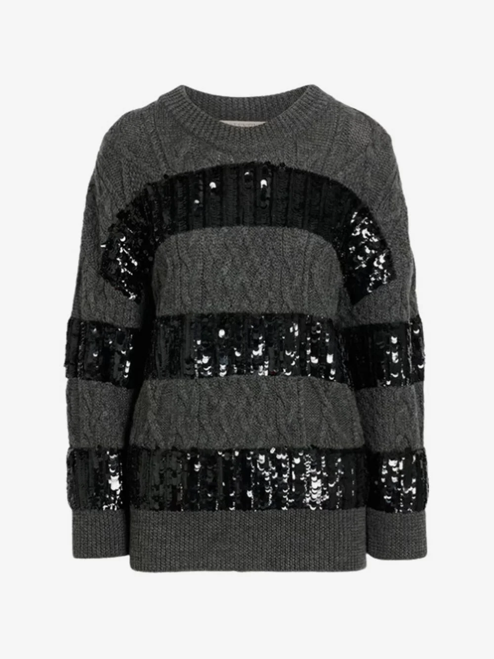 sequin-embellished cable-knit sweater - 1
