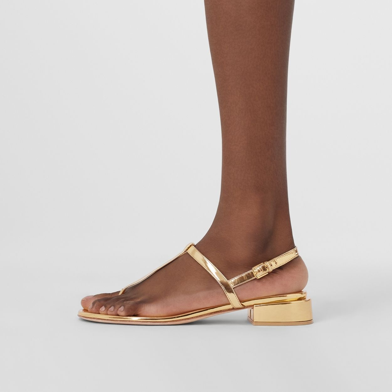 Metallic Leather Sandals - 3