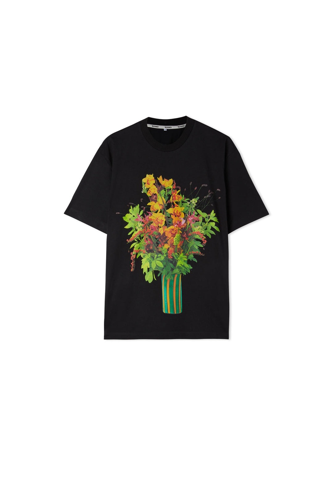FLOWER BOUQUET PRINT T-SHIRT / black - 1