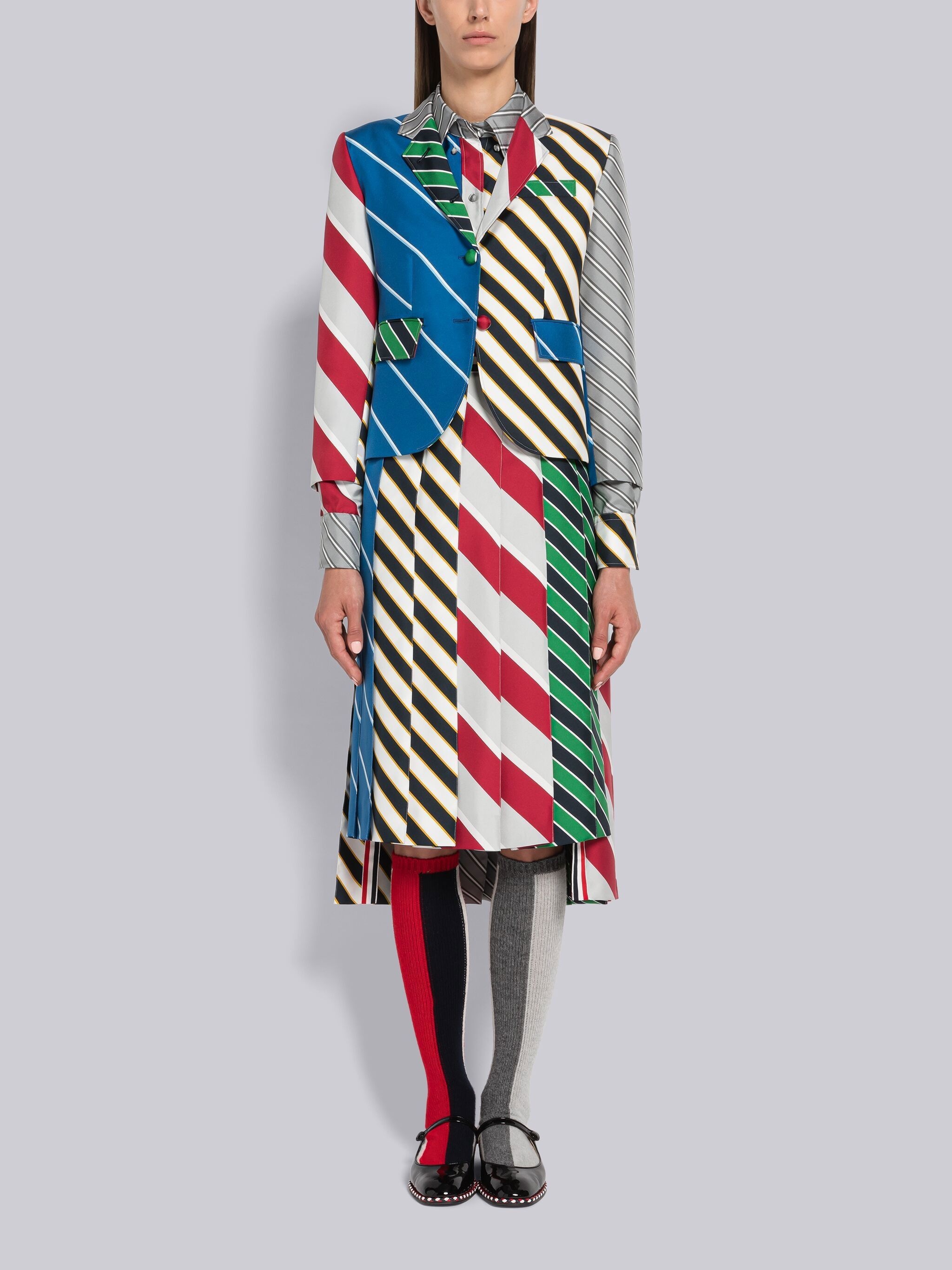Fun-Mix Awning Stripe Silk Classic Point Collar Shirt - 5
