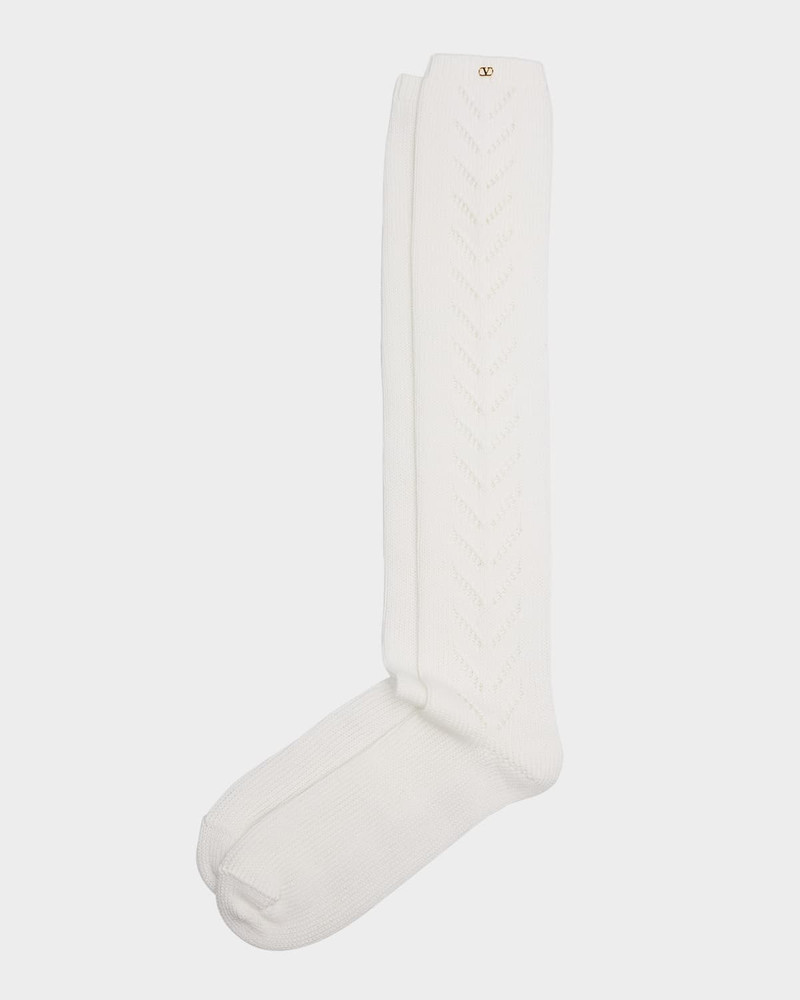 Cotton Pointelle Knee-High Socks 1