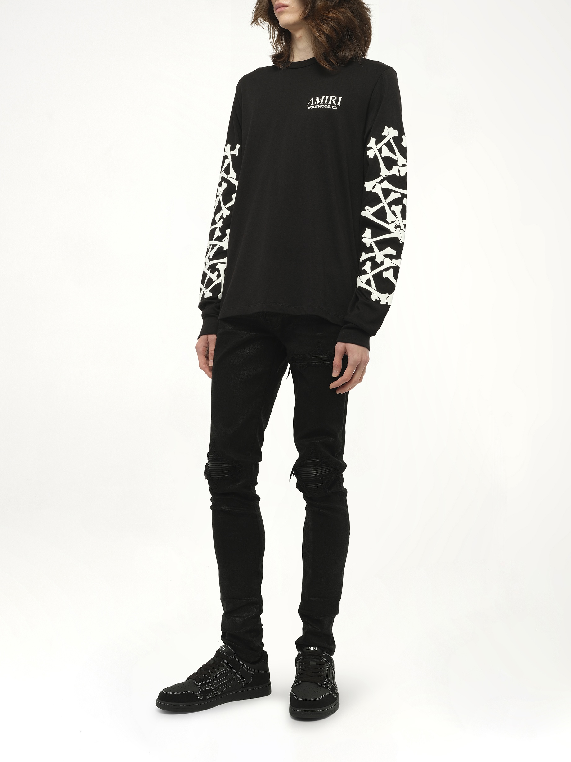 Bones Stacked L/S T-Shirt in Black - 4