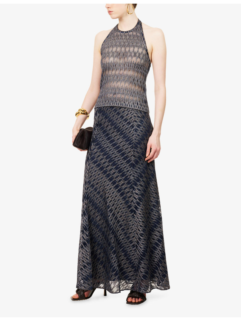 Missoni Chevron Halterneck Metallic-Knit Tank Top outlook