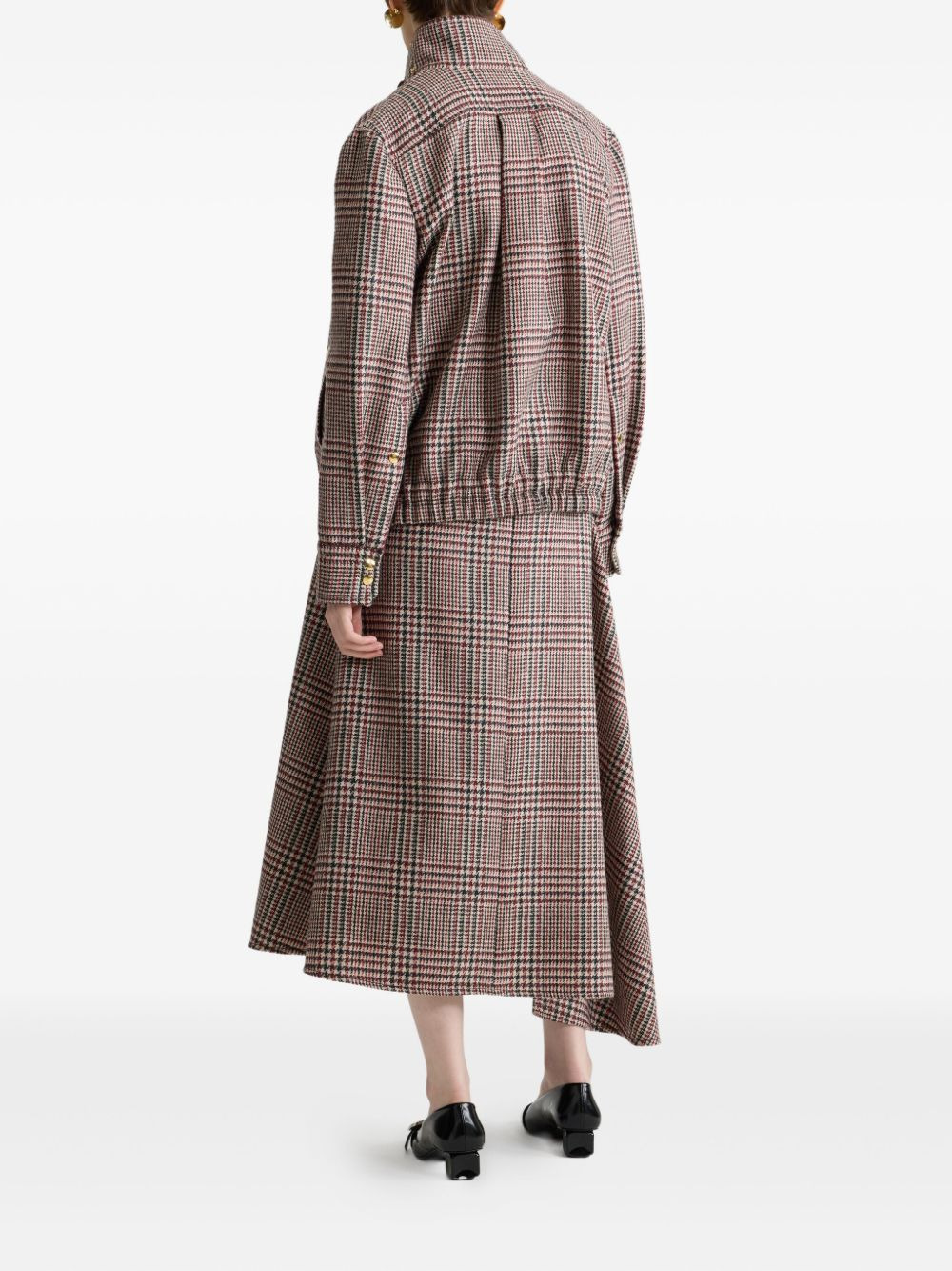 high-neck houndstooth bomber jacket - 3