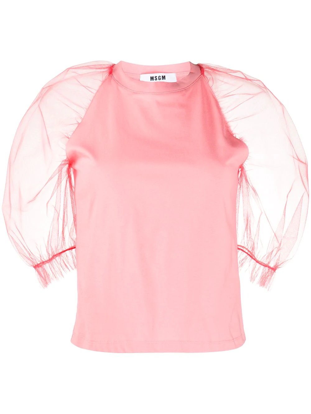 sheer puff-sleeve top - 1