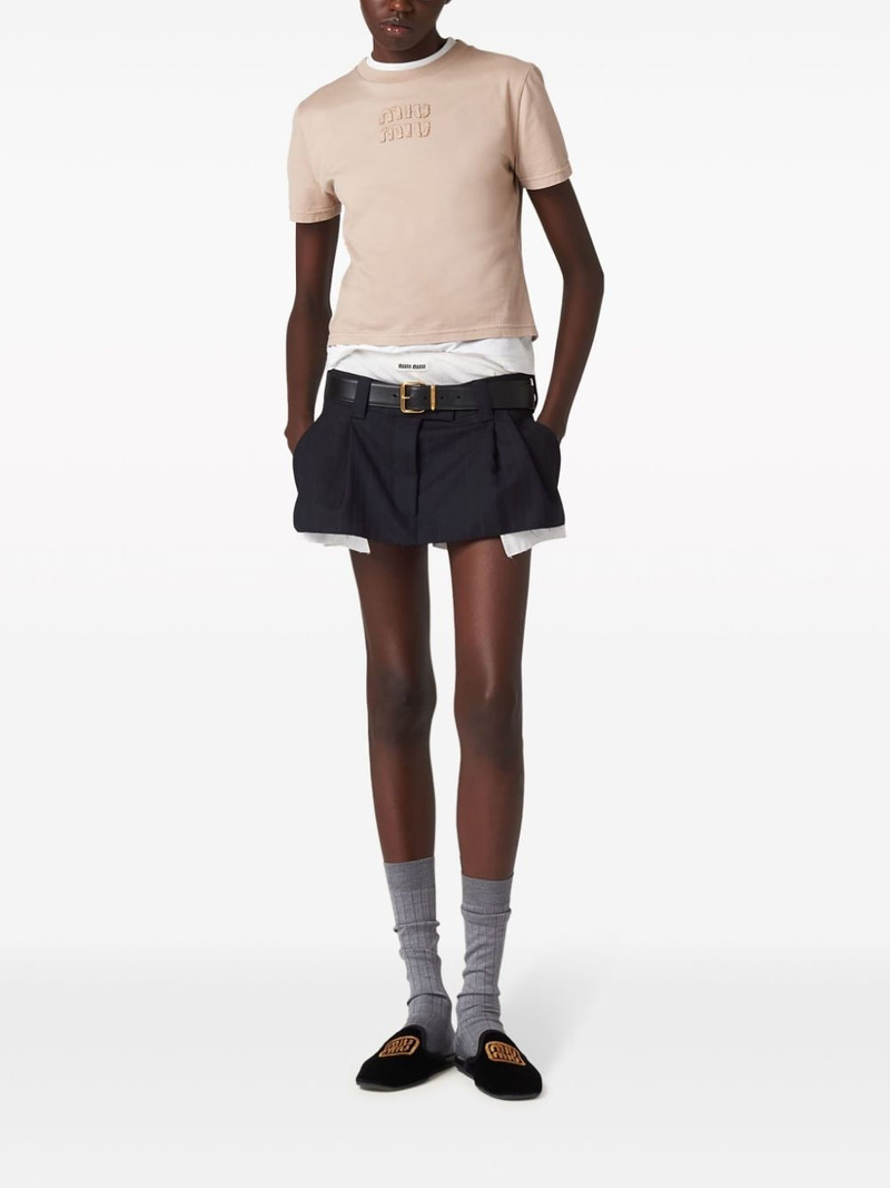 Miu Miu logo-embroidered cotton T-shirt outlook