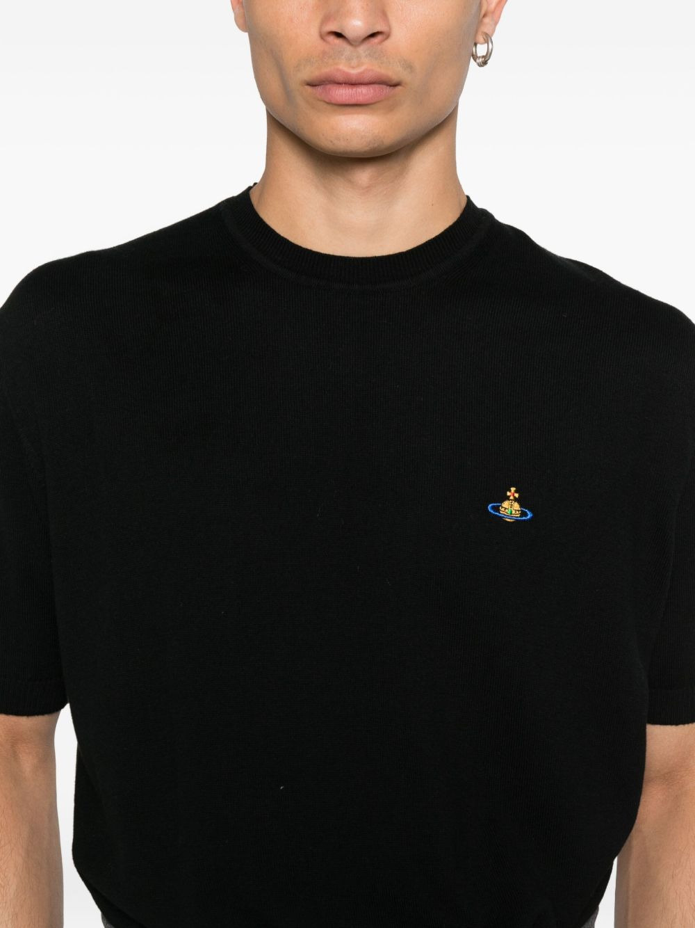 logo-embroidered short-sleeve sweater - 5