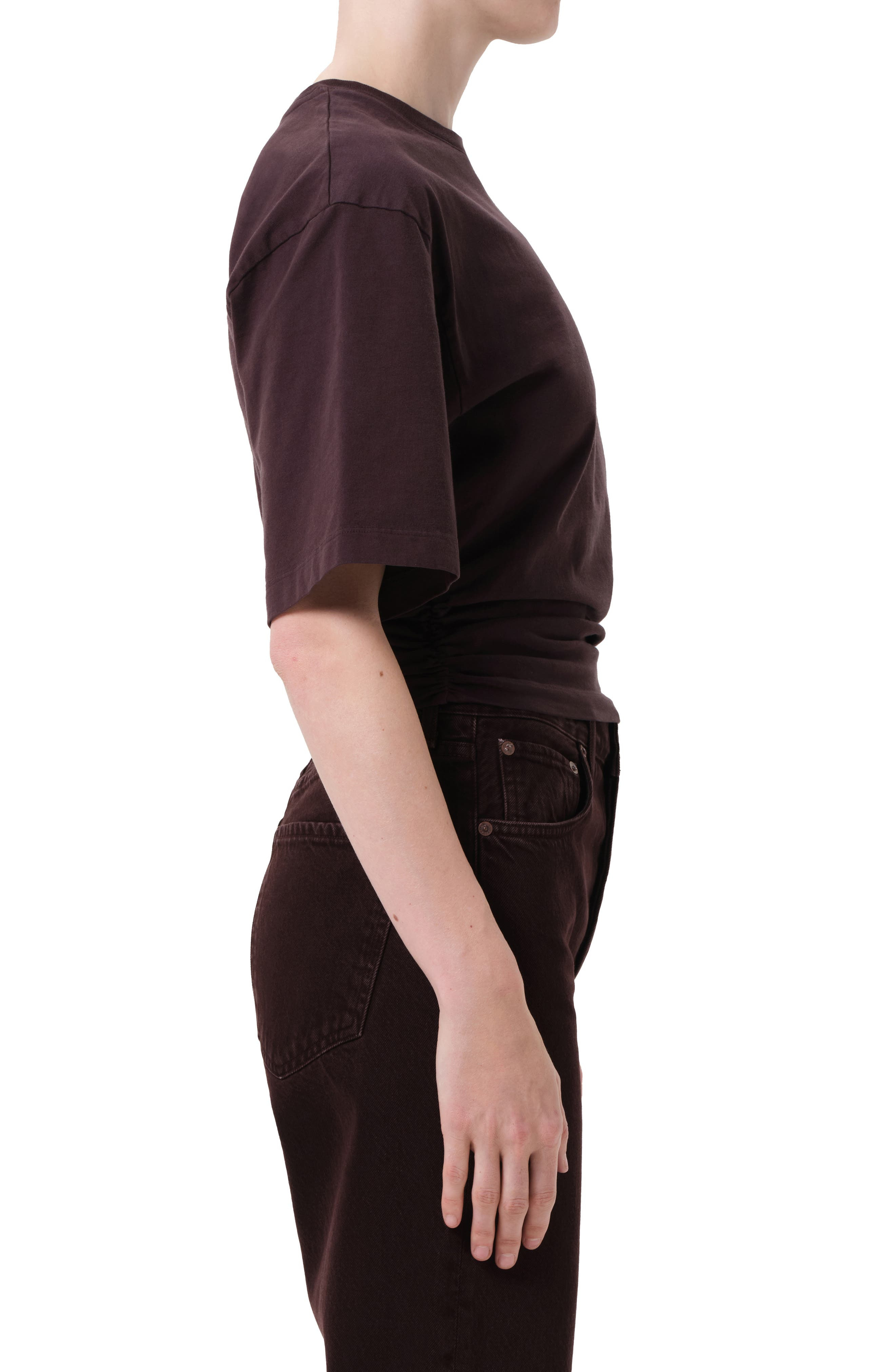 AGOLDE Shari Cotton T-Shirt in Root Dark Brown Burgundy at Nordstrom - 3