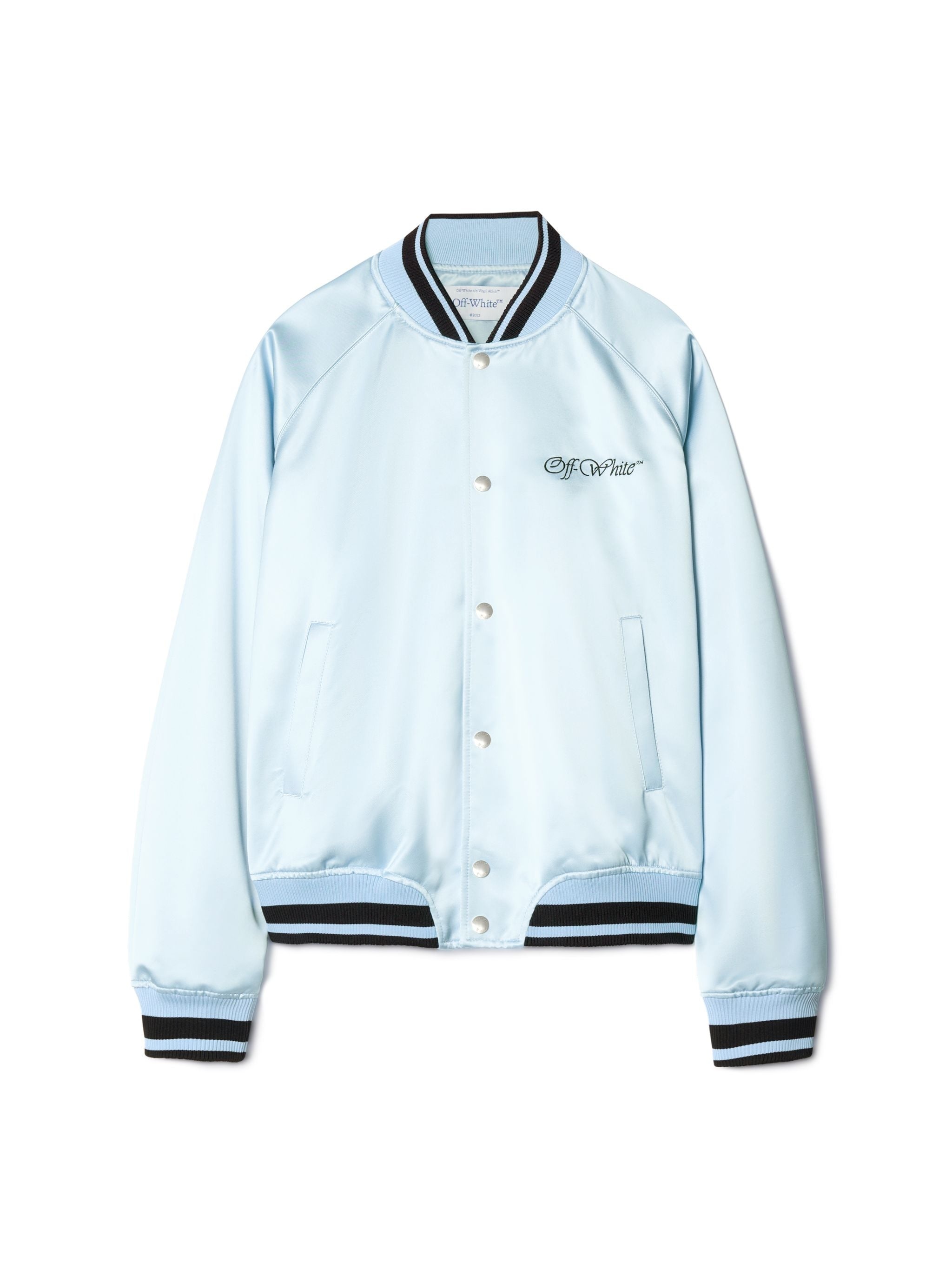 Sky Blue College Satin Souvenir Jacket - 1