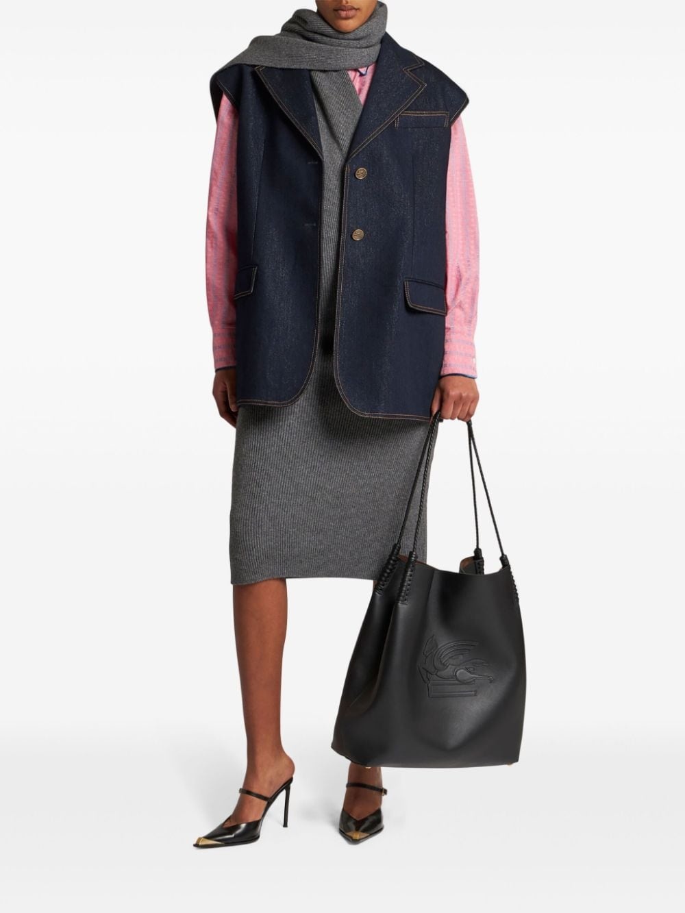 lurex denim vest - 2