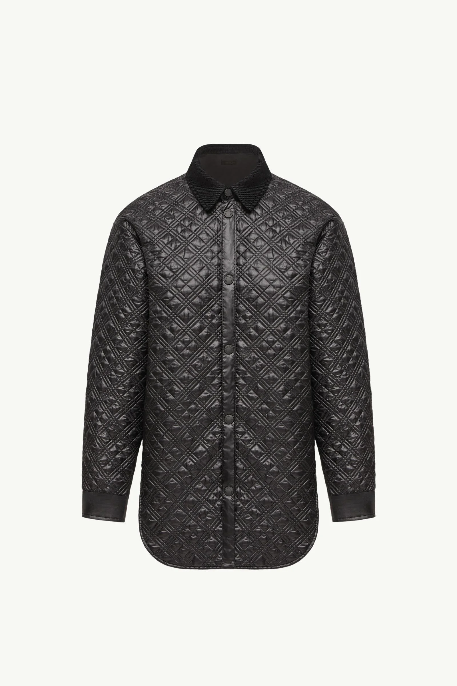 Corduroy-Trimmed Padded Shirt Jacket - 1