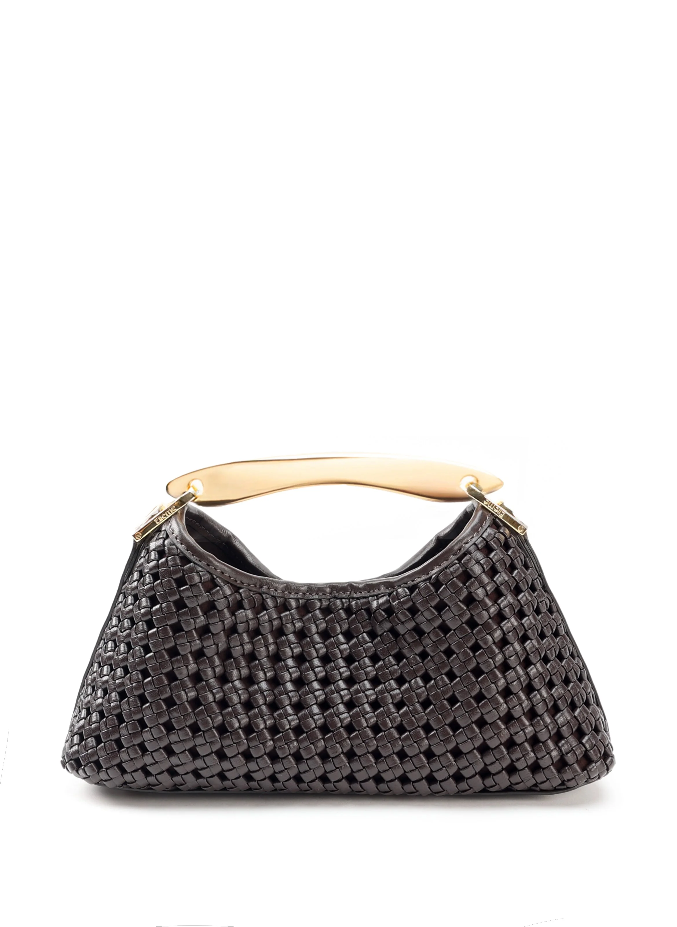 Mini Boomerang Woven Leather Dark Brown - 1