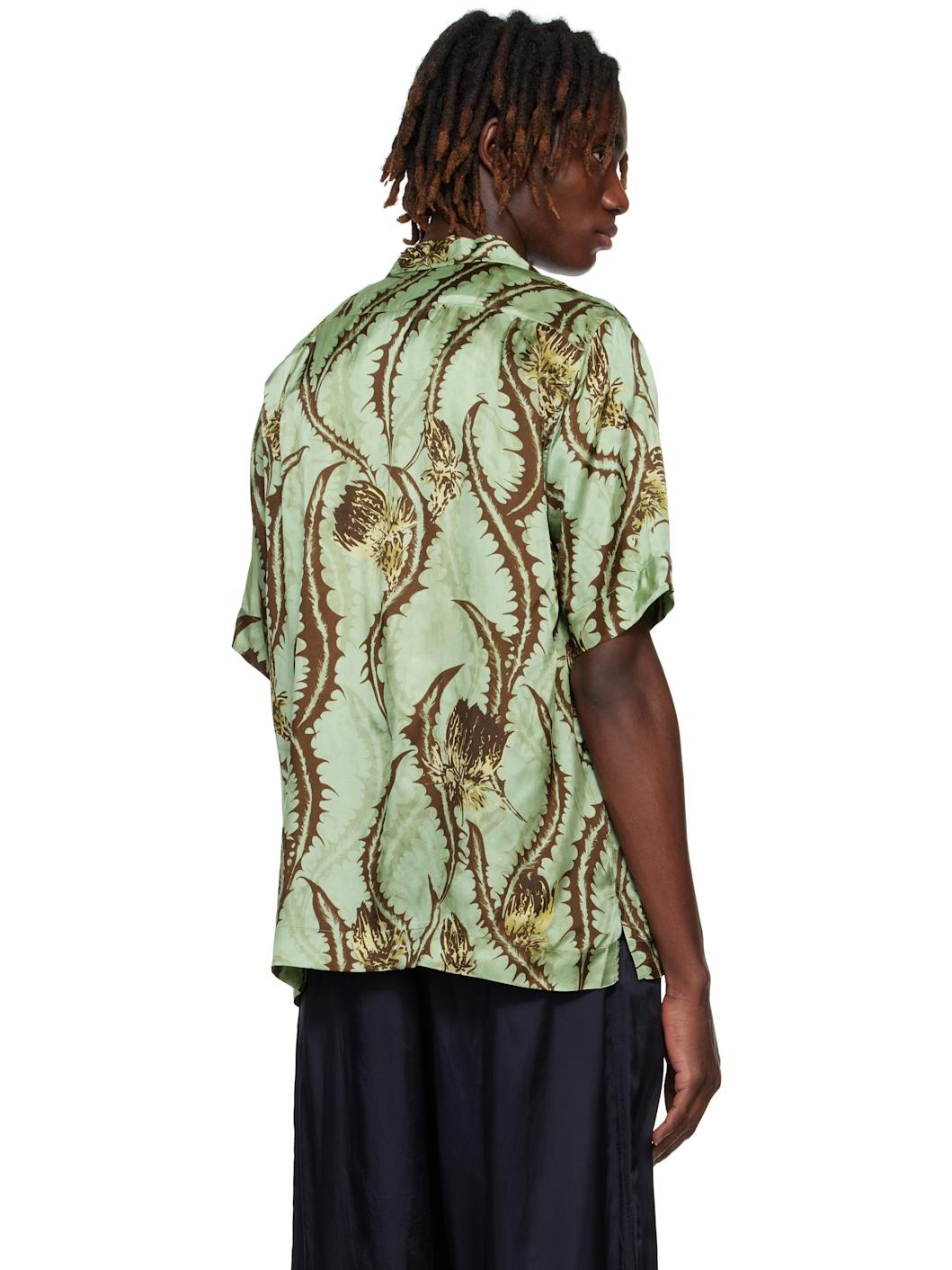 Khaki Boxy Viscose Shirt - 3