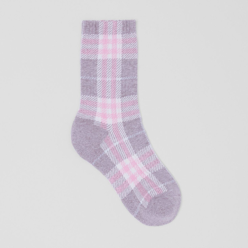 Check Intarsia Technical Stretch Cotton Socks 1